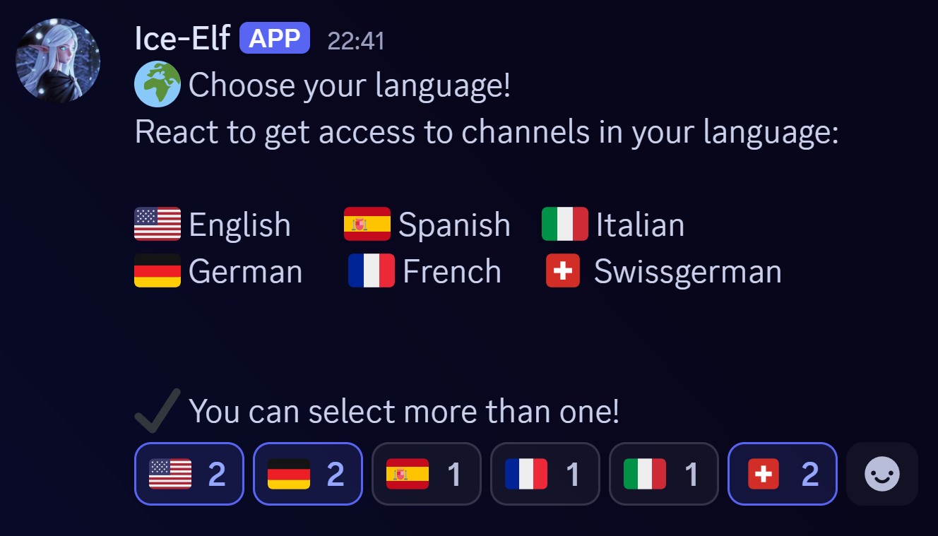 Example of Ice-Elf Discord Bot automatic welcome message